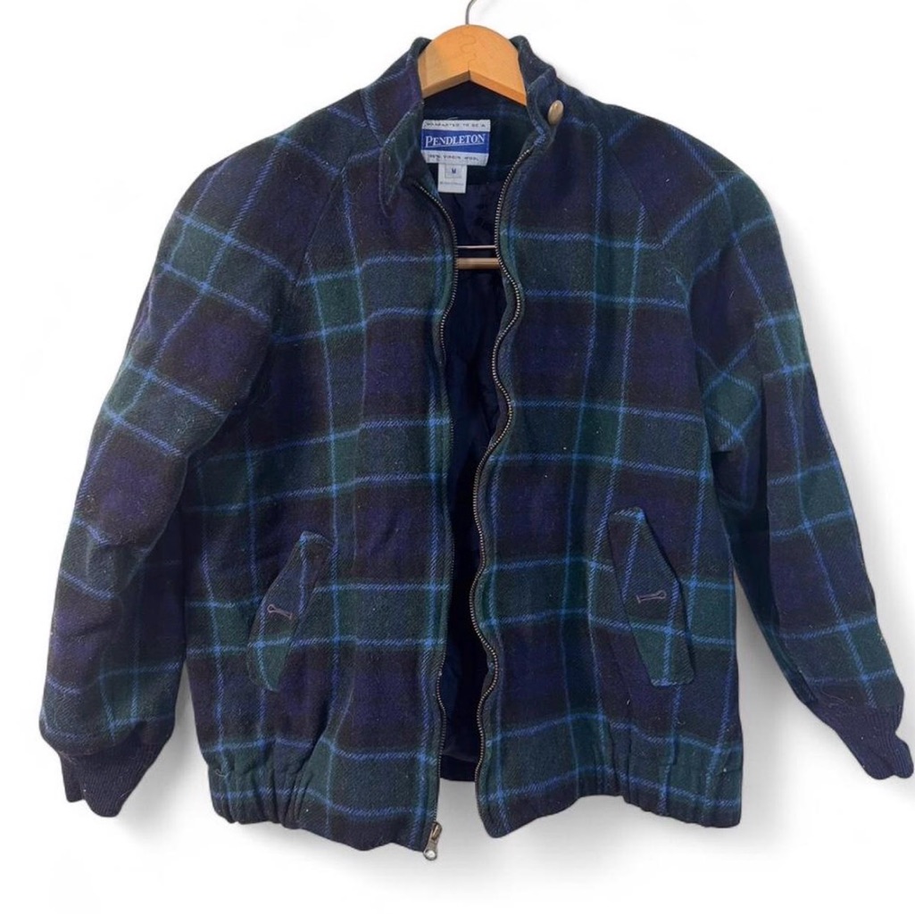 Pendleton Green & Navy Plaid Zip-Front Jacket